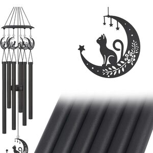 Black Cat and Moon Wind Chime